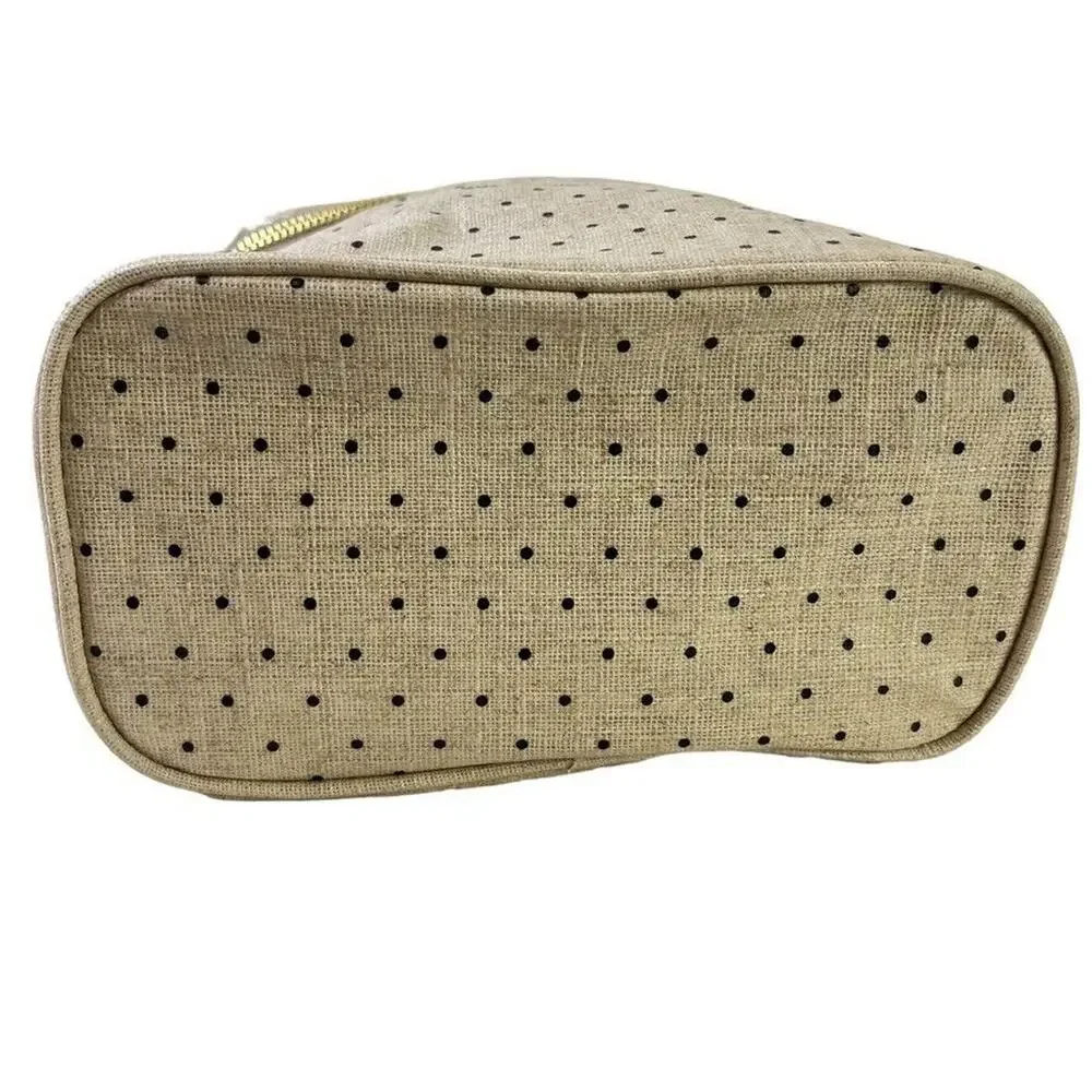 Kate Spade New York Out to Lunch Beige Black Polka Dot Tote Bag Handbag Cooler